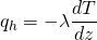 \[ q_h=-\lambda\frac{dT}{dz} \]