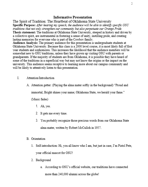 14 6 Sample Informative Speech Outline Introduction To Speech 