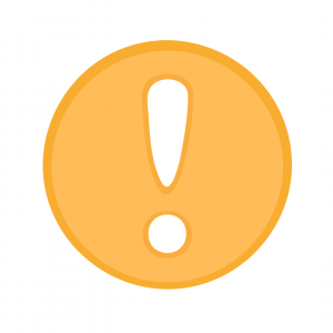 A white exclamation mark on a yellow circle