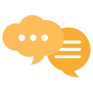 Two yellow thought and speech bubbles